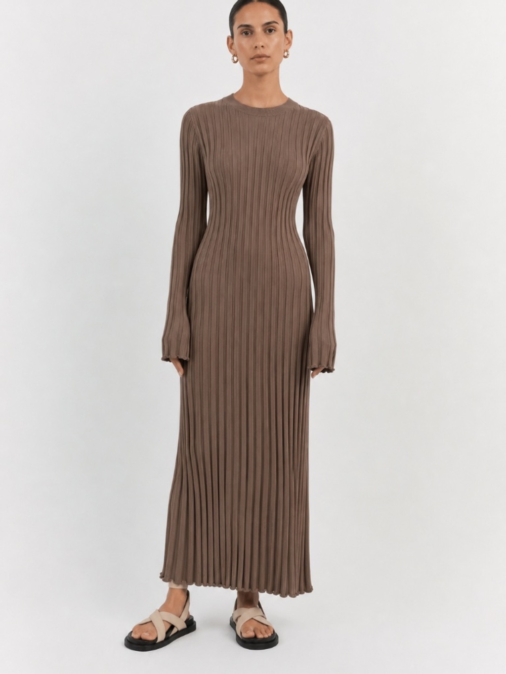 NEW: DISSH - Ada Khaki Long Sleeve Midi / Maxi Dress